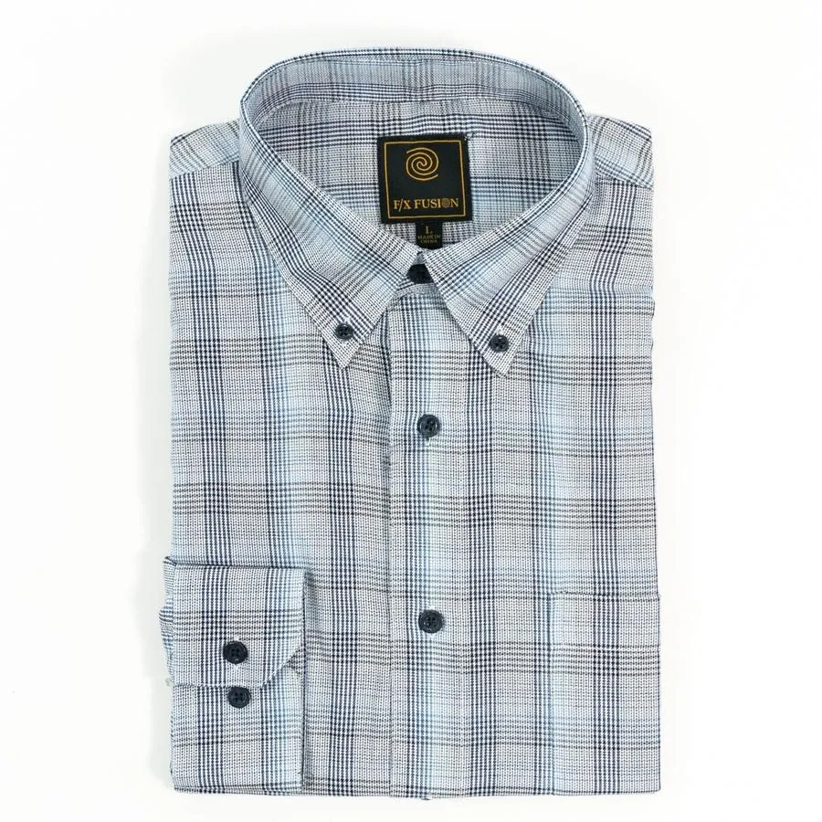 Big & Tall - FX Fusion Navy/Blue Long Sleeve Sport Shirt - D1303