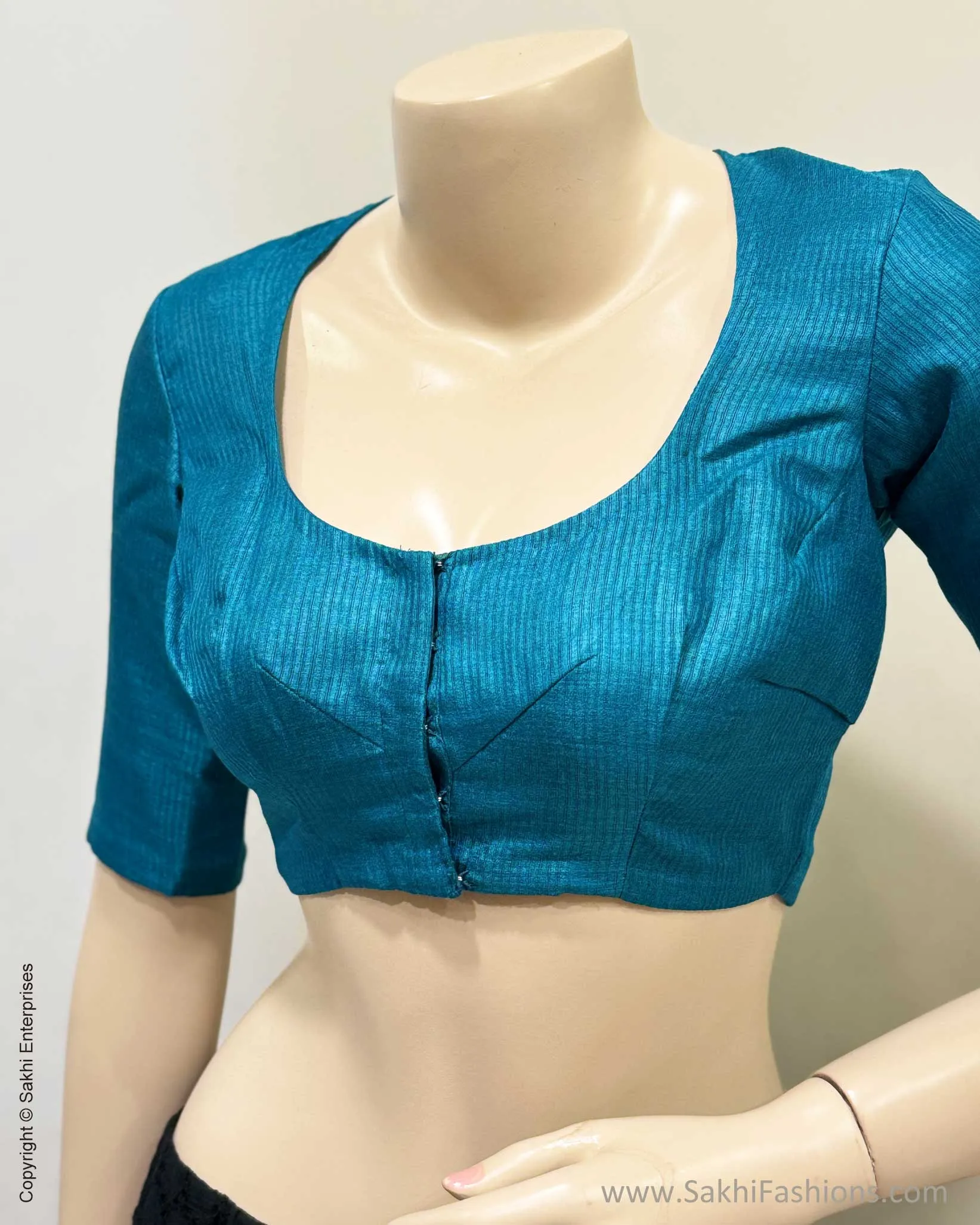 BL-X244181 TBlue Tussar Silk Blouse