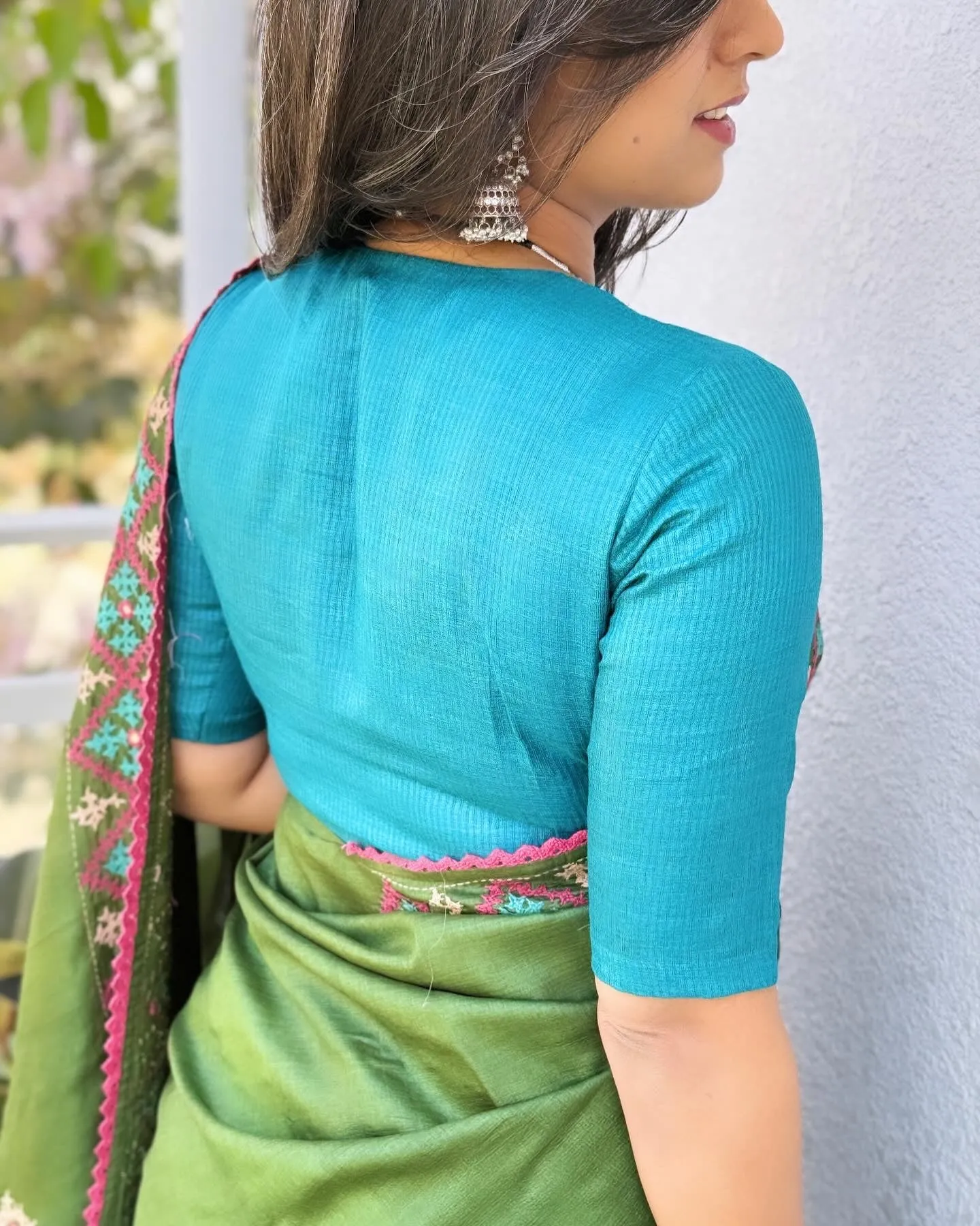 BL-X244181 TBlue Tussar Silk Blouse