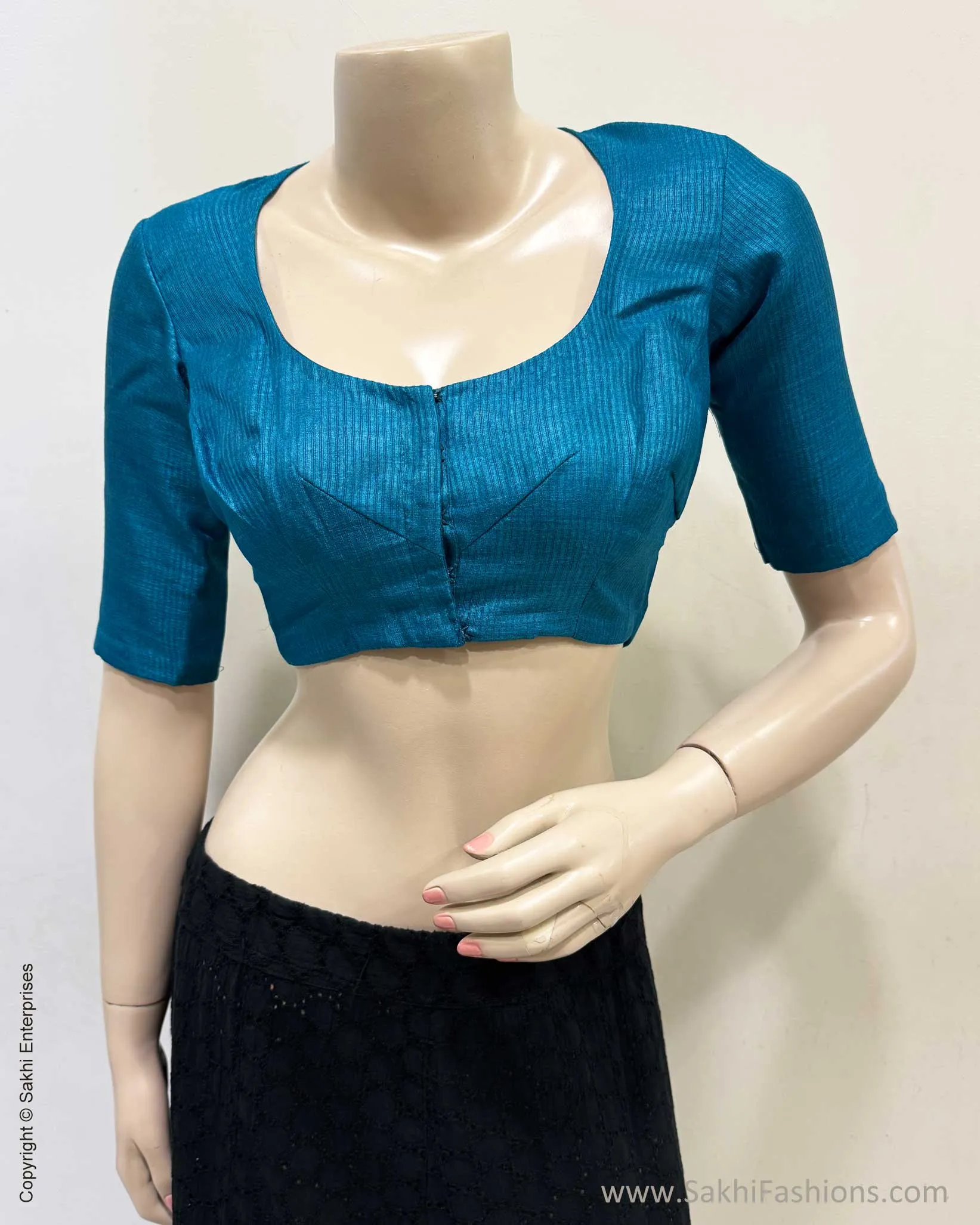 BL-X244181 TBlue Tussar Silk Blouse