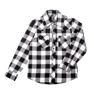 Black & White Plaid Checkered Knuckleheads Long Sleeve Plaid Rockabilly Shirt