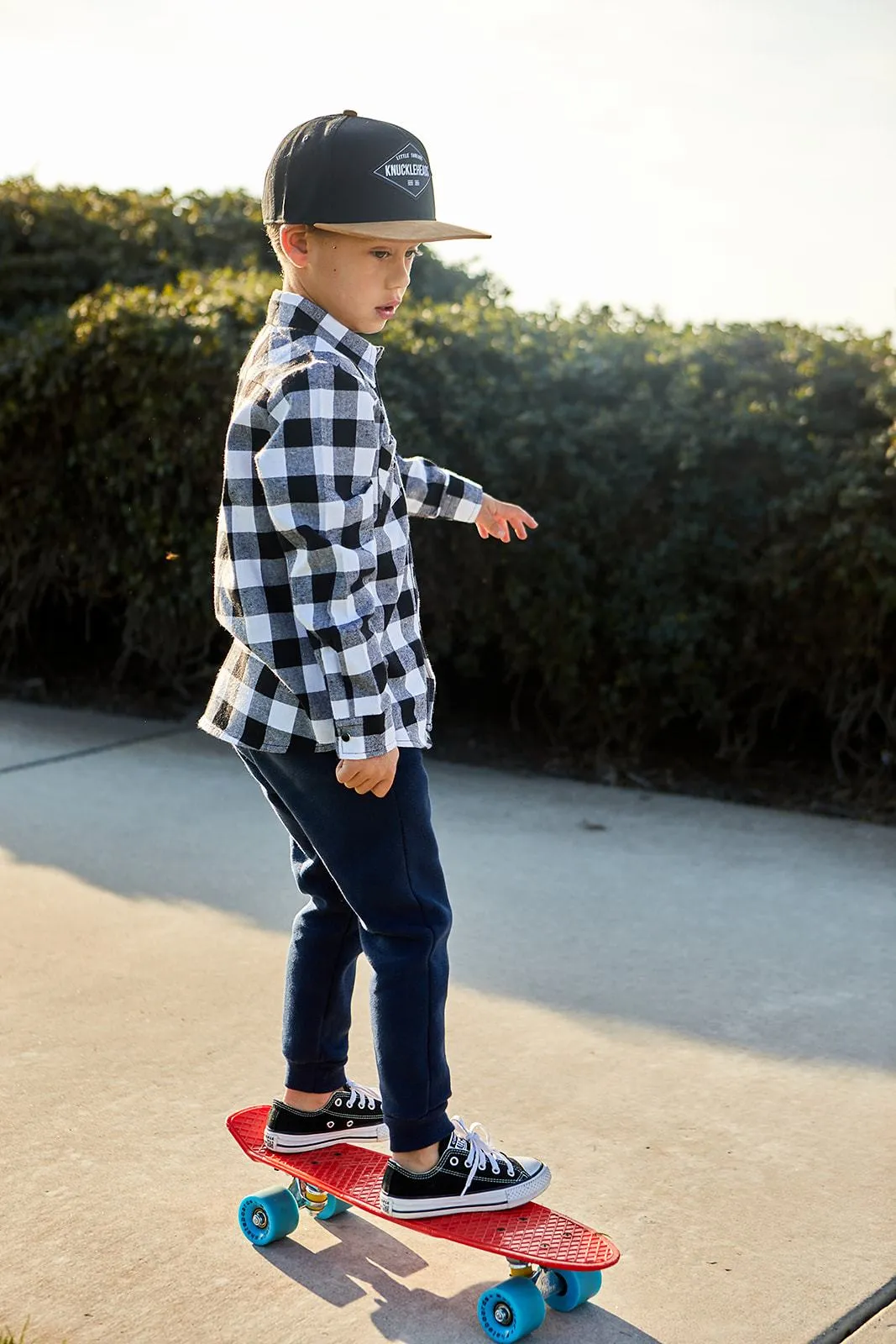 Black & White Plaid Checkered Knuckleheads Long Sleeve Plaid Rockabilly Shirt