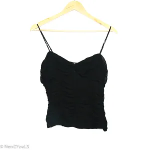 Black Beaded Strap Ruffled Blouse (BEBE)