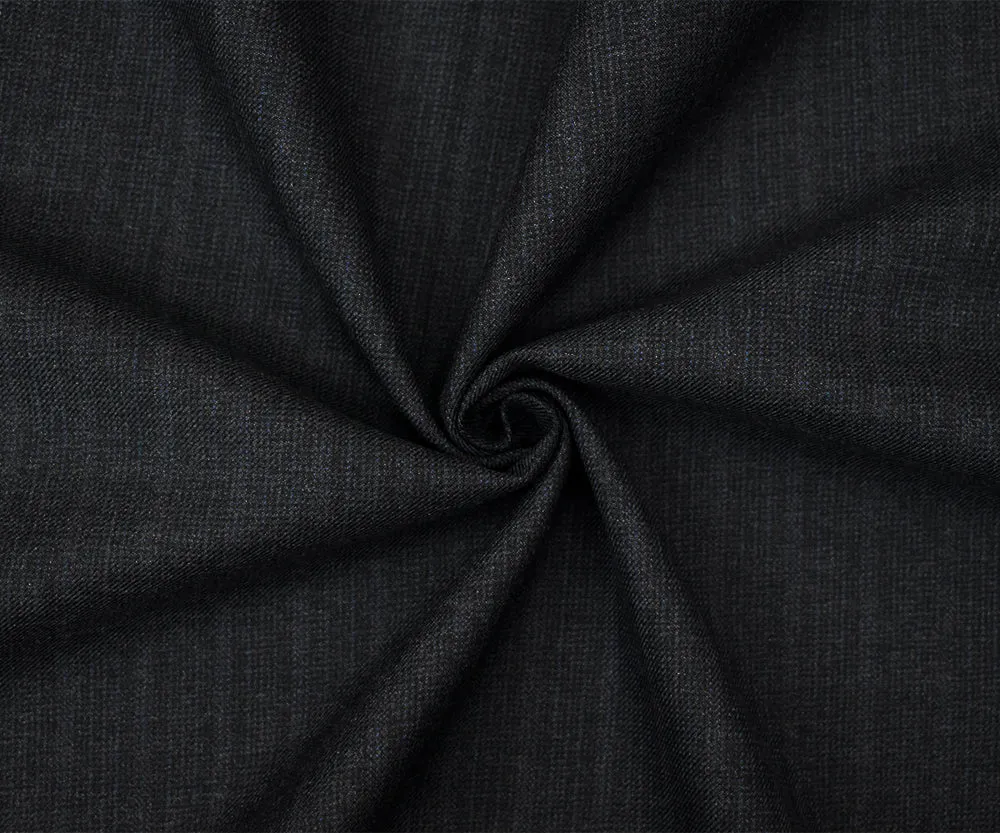 Black-Blue-Purple Wool Poly Texture Plaid Suiting Twill Woven Fabric