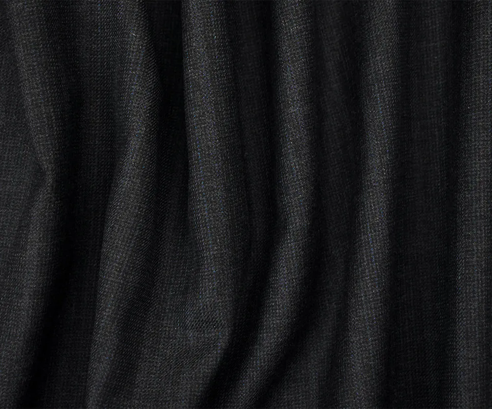 Black-Blue-Purple Wool Poly Texture Plaid Suiting Twill Woven Fabric