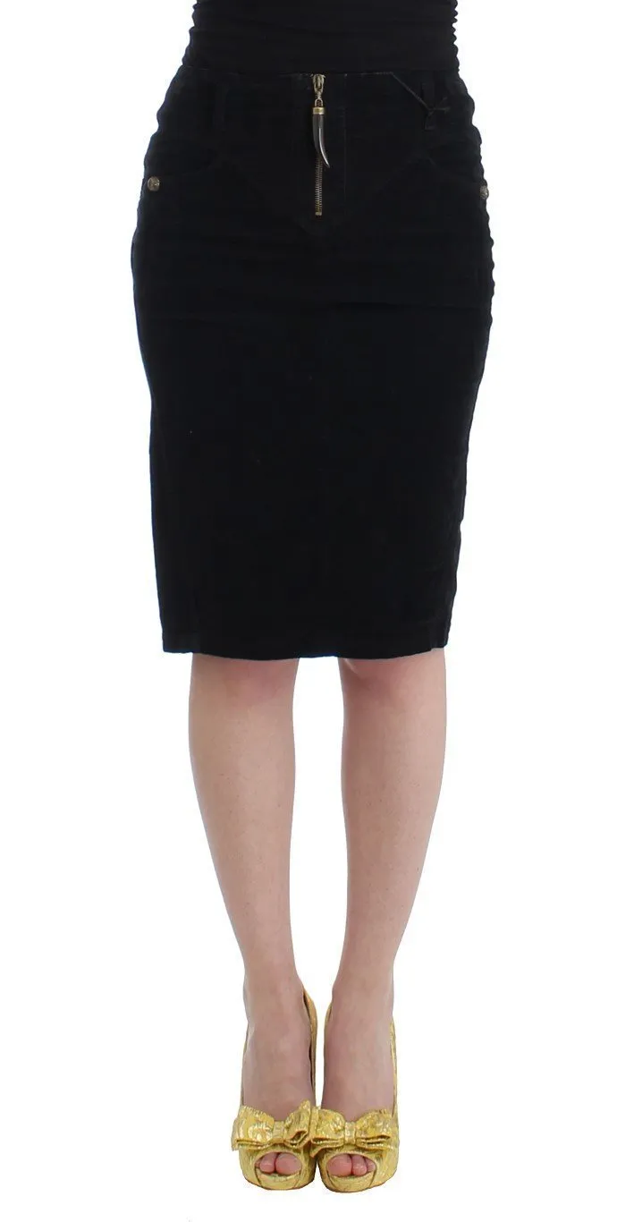 Black corduroy pencil skirt