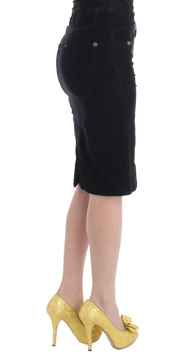 Black corduroy pencil skirt