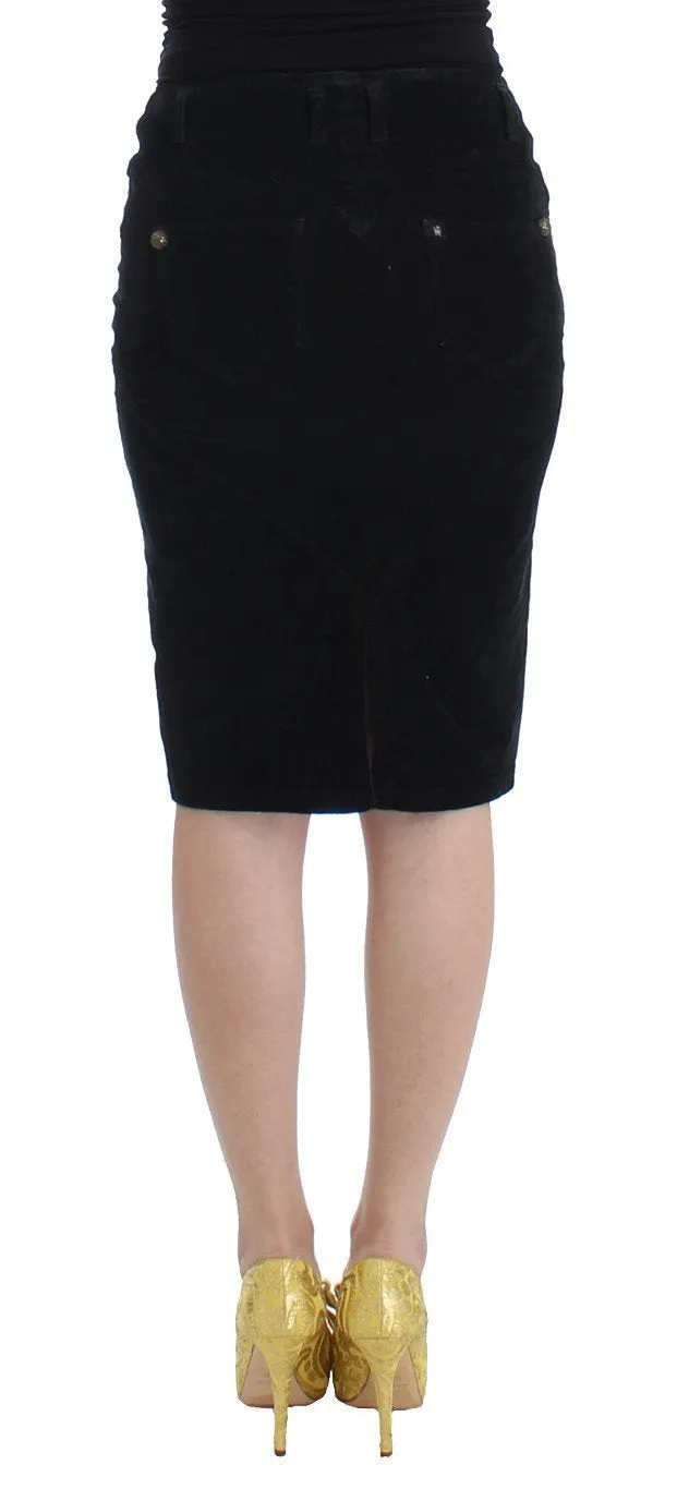 Black corduroy pencil skirt