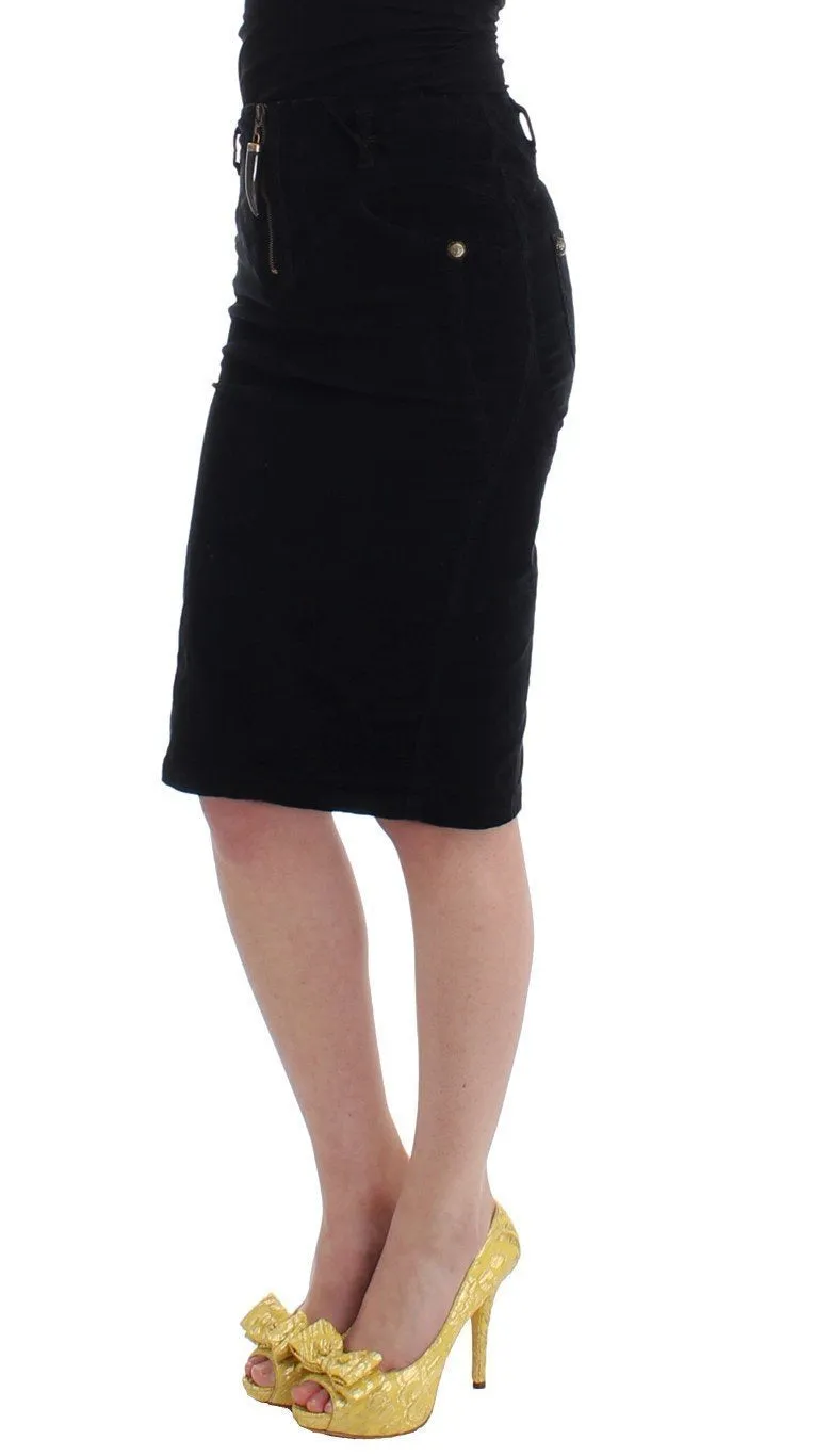 Black corduroy pencil skirt