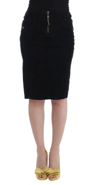 Black corduroy pencil skirt