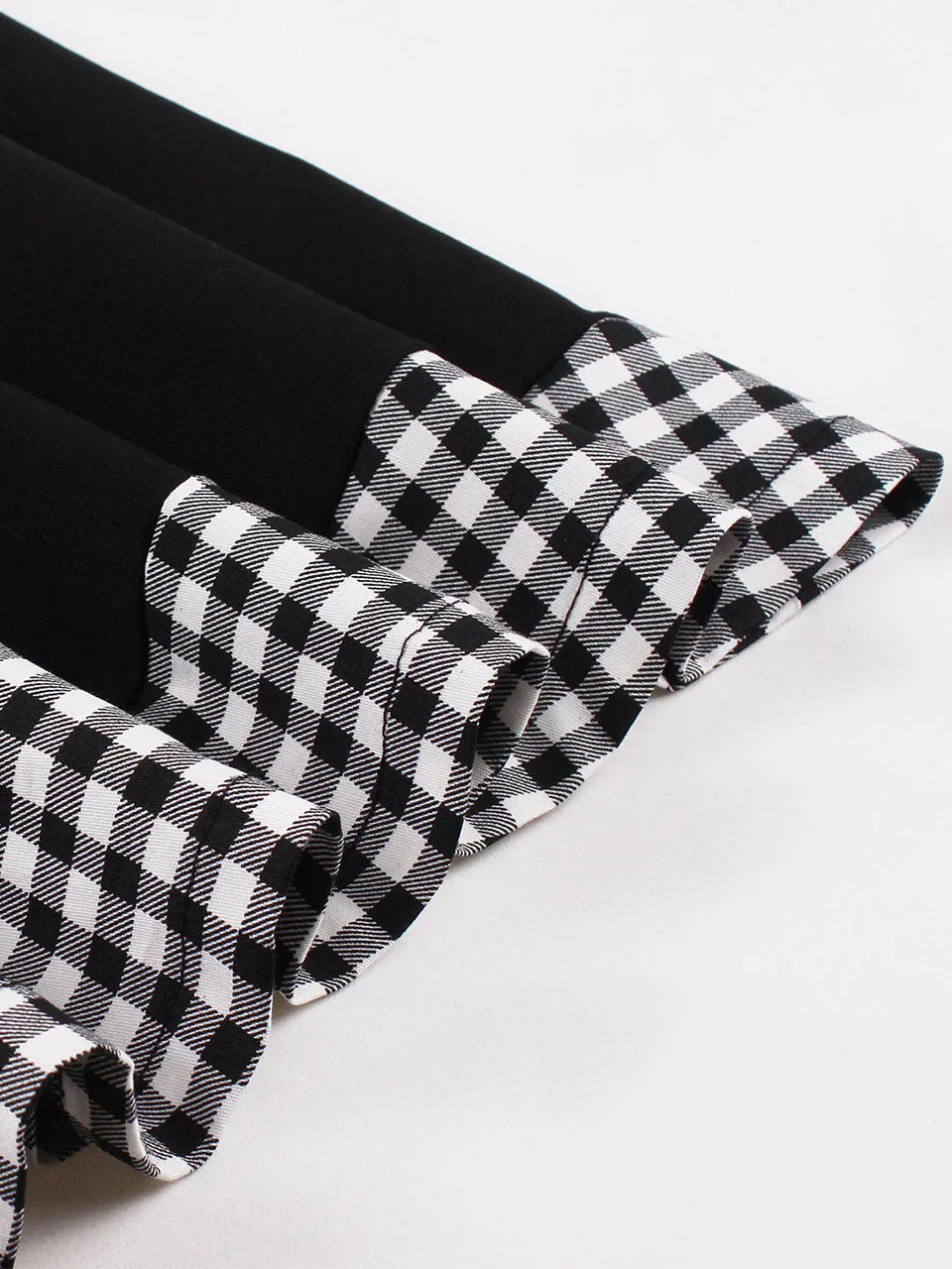 Black Plaid Off Shoulder Short Sleeve 1950S Vintage Dress