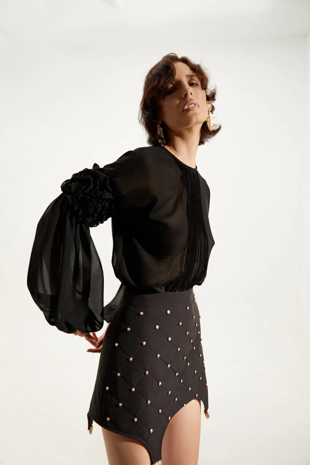 Black Ruffled Blouse