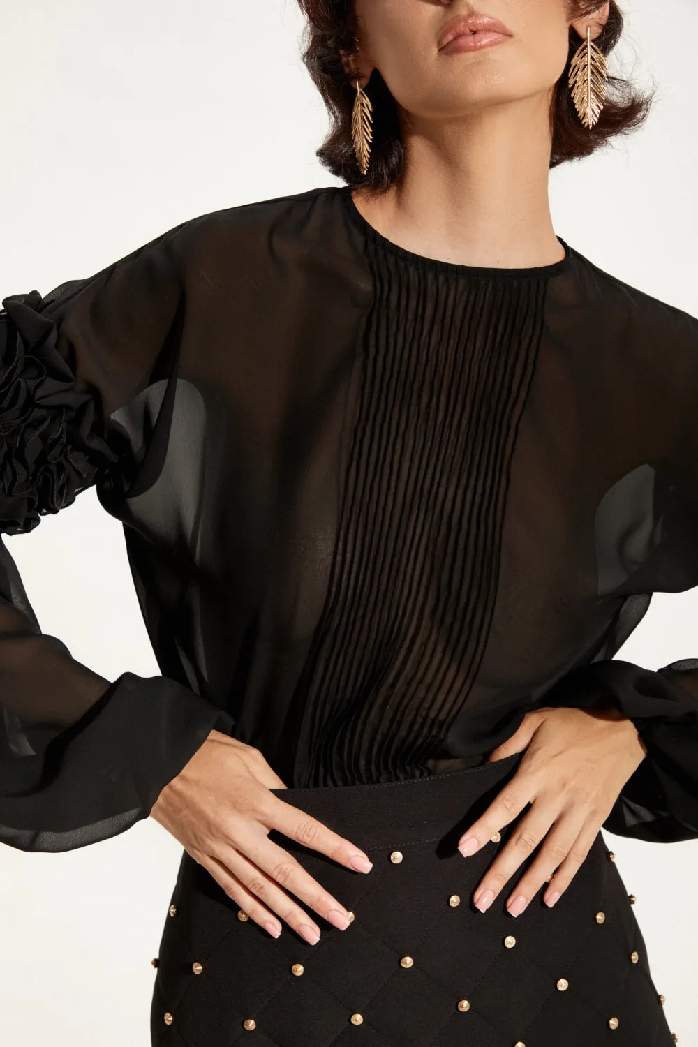 Black Ruffled Blouse