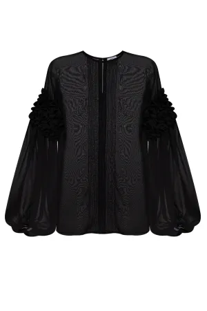 Black Ruffled Blouse