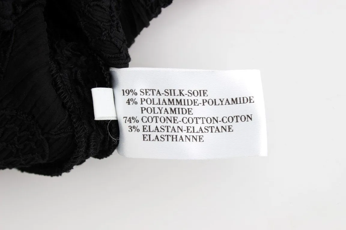 Black Silk Straight Knee-length Pencil Skirt