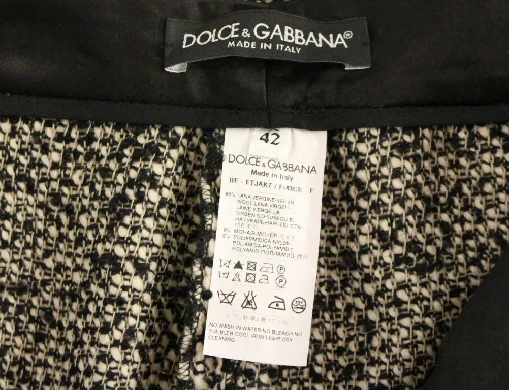 Black white wool shorts pants