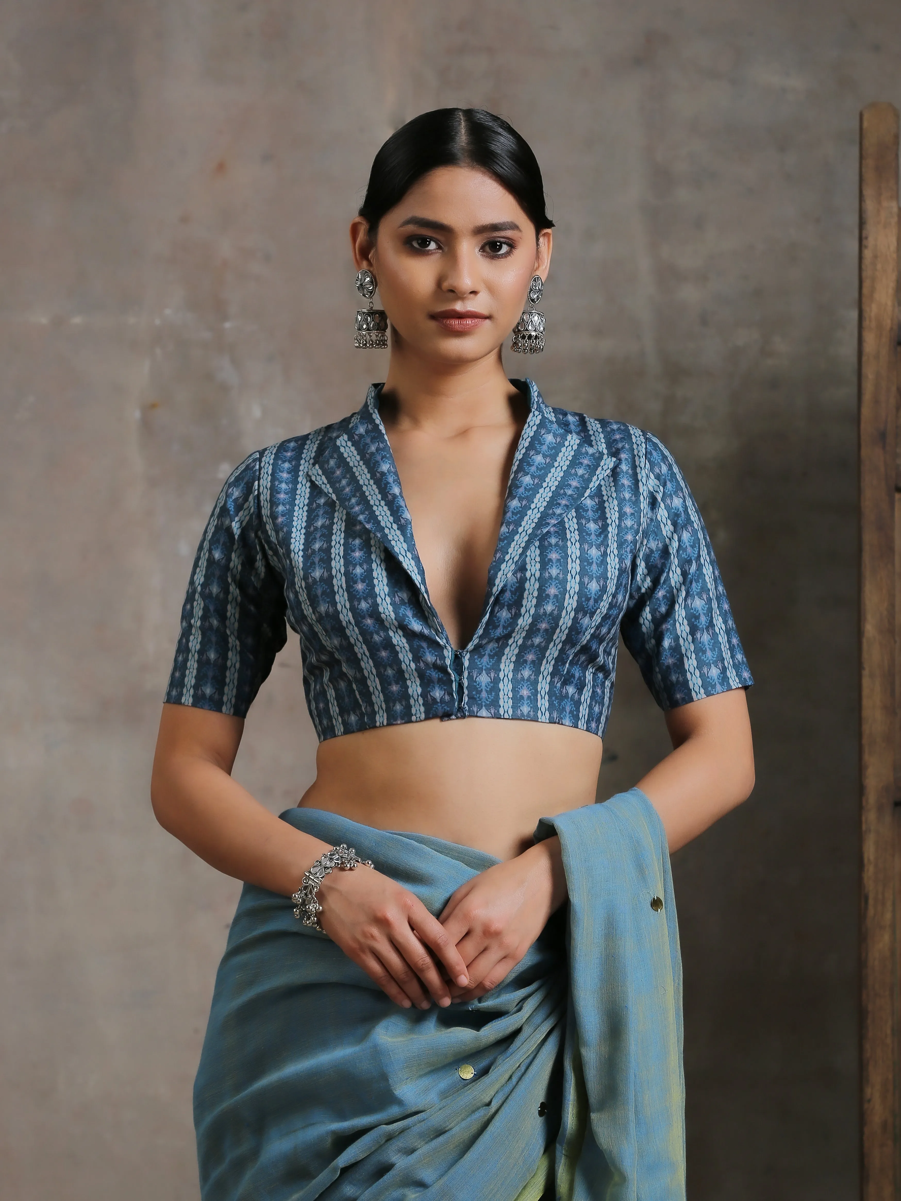 Blouse - Bespoke Blue Printed Blouse