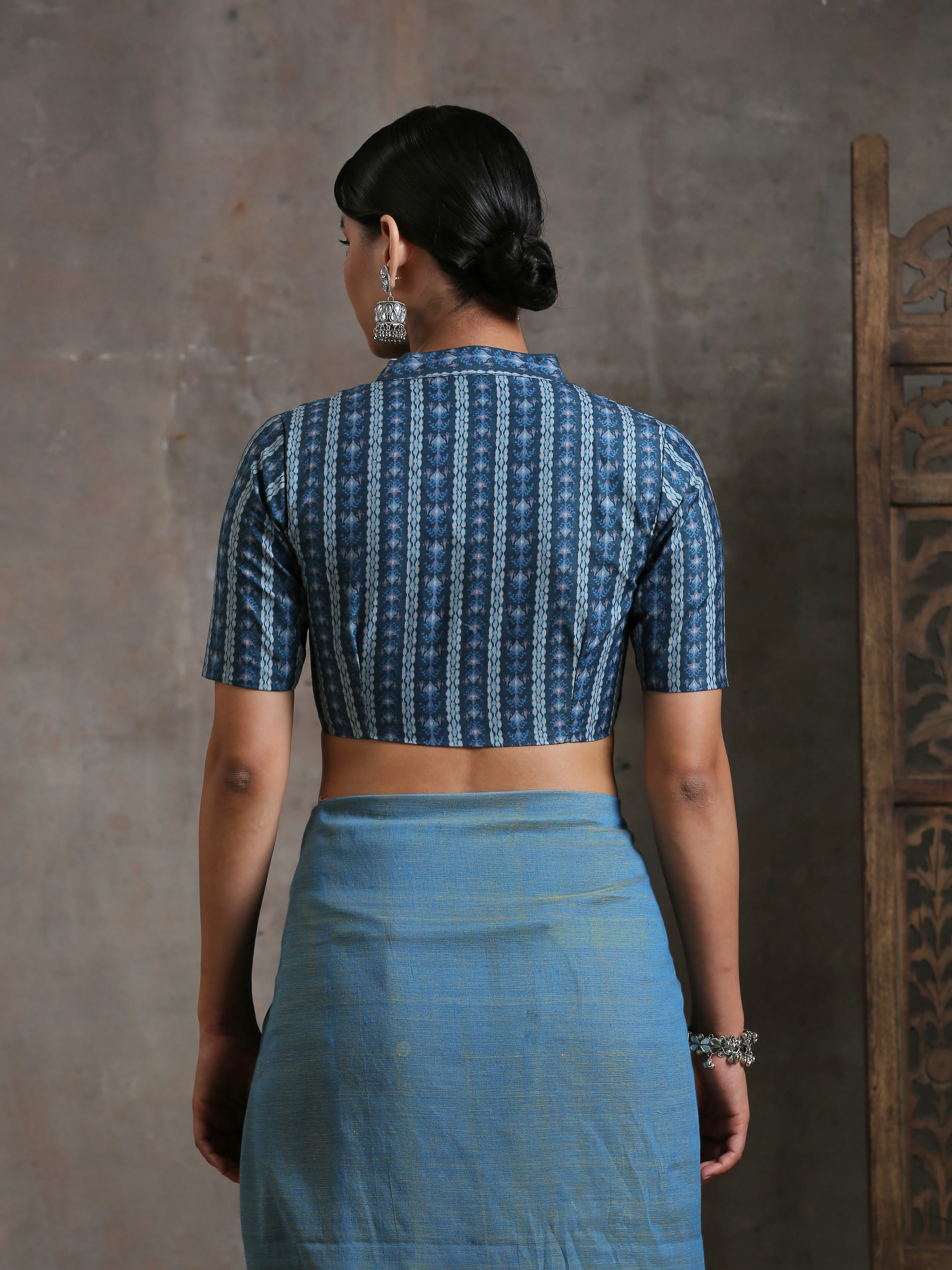 Blouse - Bespoke Blue Printed Blouse