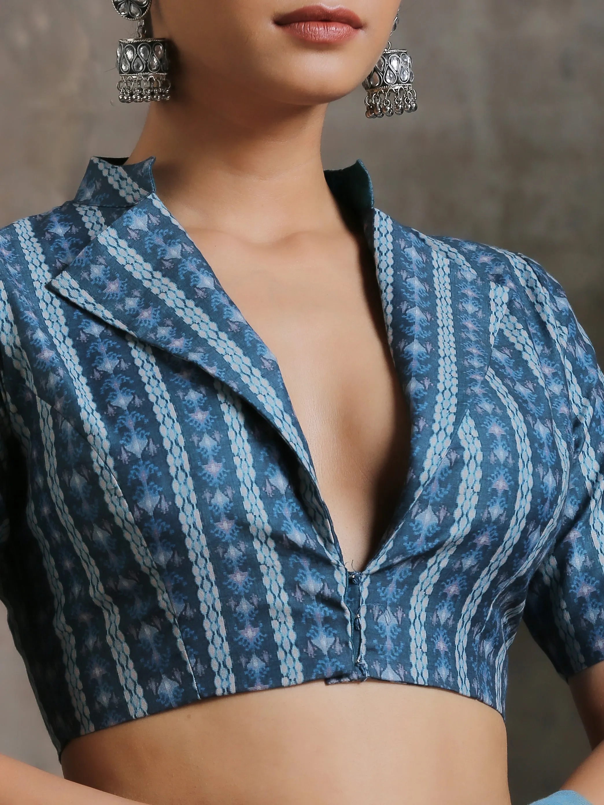 Blouse - Bespoke Blue Printed Blouse