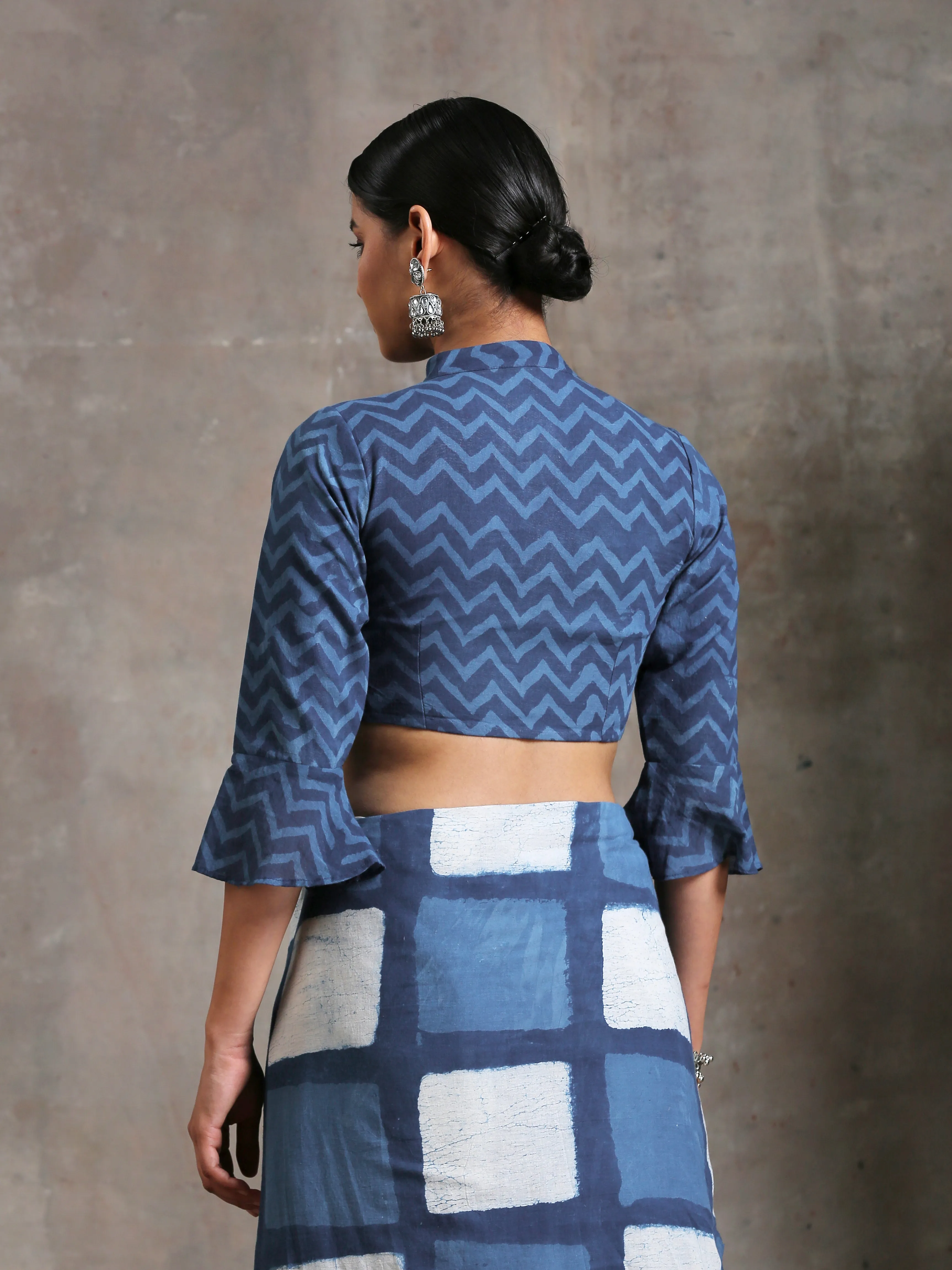 Blouse - Chevron Indigo Hand Block Blouse