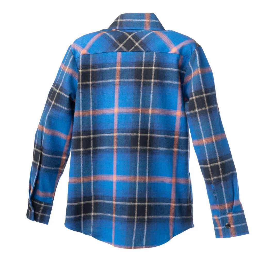 Blue Highland Flannel Knuckleheads Long Sleeve Plaid Rockabilly Shirt