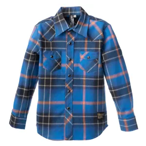 Blue Highland Flannel Knuckleheads Long Sleeve Plaid Rockabilly Shirt