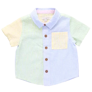 Blue Rooster Boys Jack Shirt - Color Block Seersucker