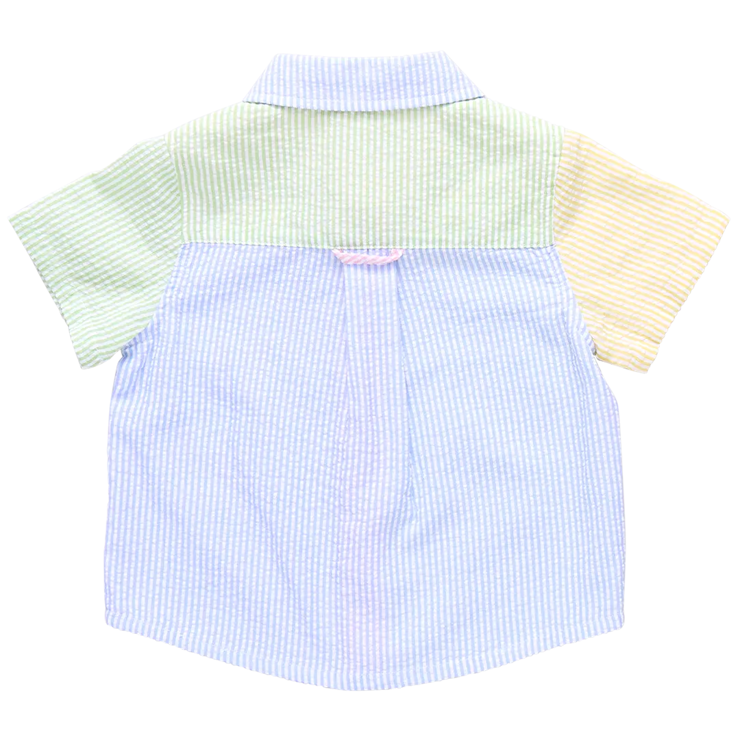 Blue Rooster Boys Jack Shirt - Color Block Seersucker