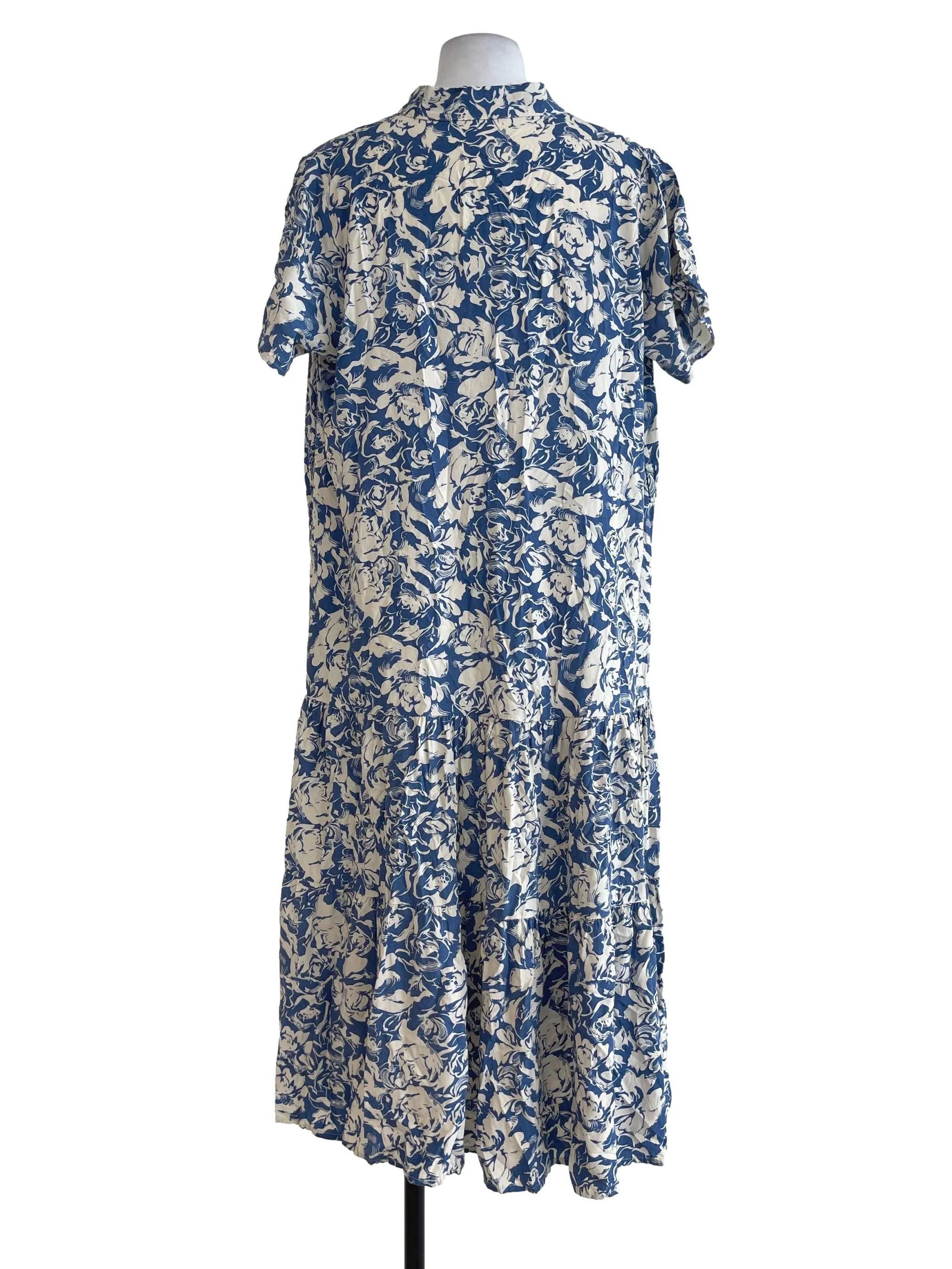 Blue Ruffled Printed Foral Dress