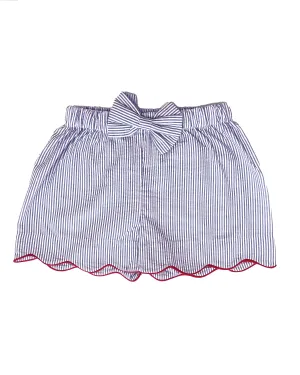 Blue Stripes Seersucker Girl's Shorts