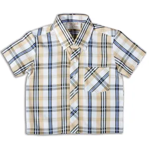 Blue Yellow Black Plaid Short Sleeve Polo Shirt