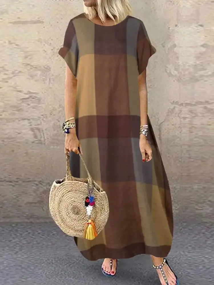 Bohemian Plaid Checked Sundress