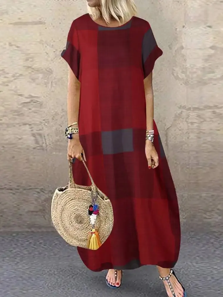 Bohemian Plaid Checked Sundress