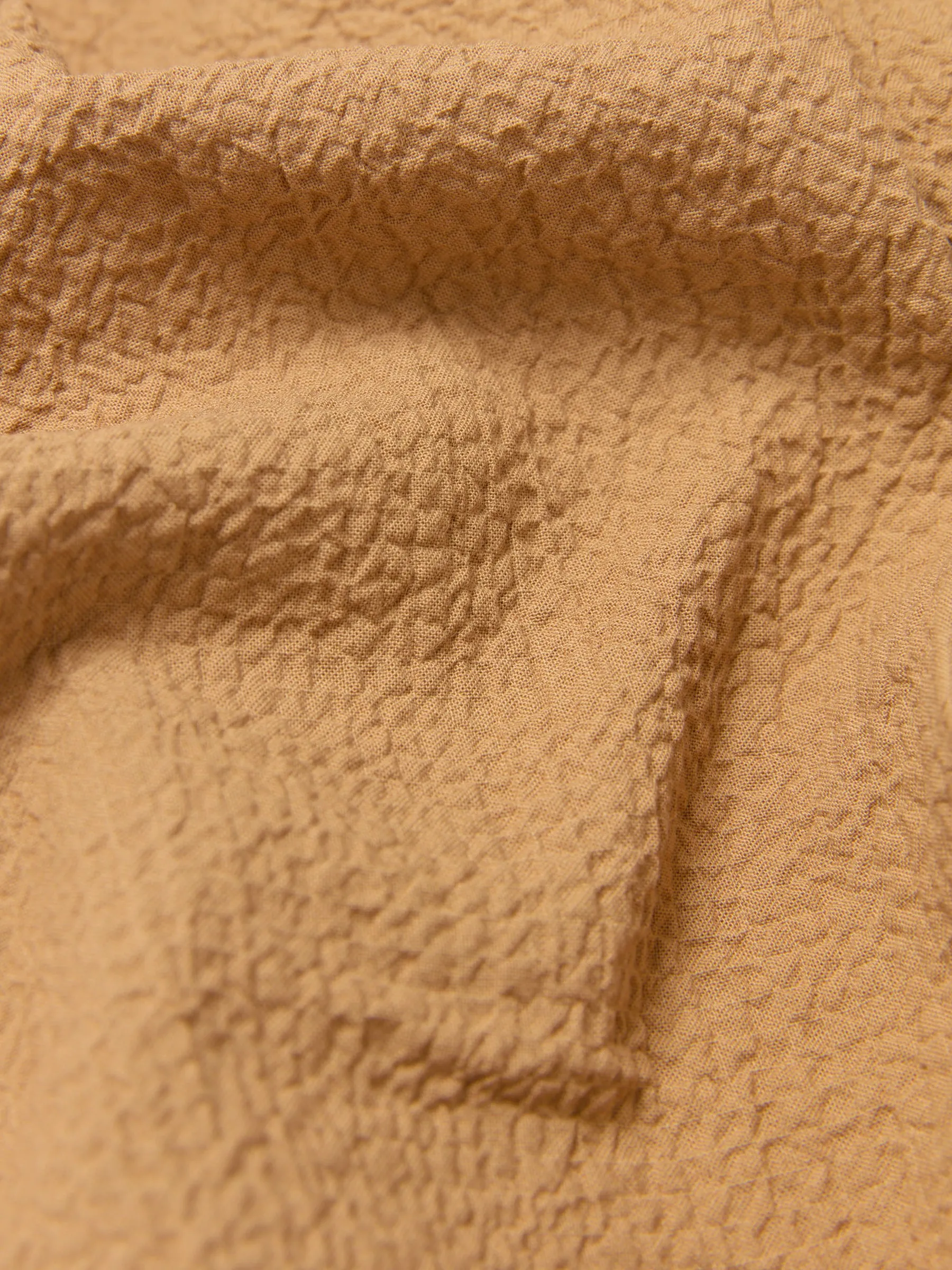Borriello Napoli - "Il Seersucker" Light Brown Shirt In Pre-Washed Cotton