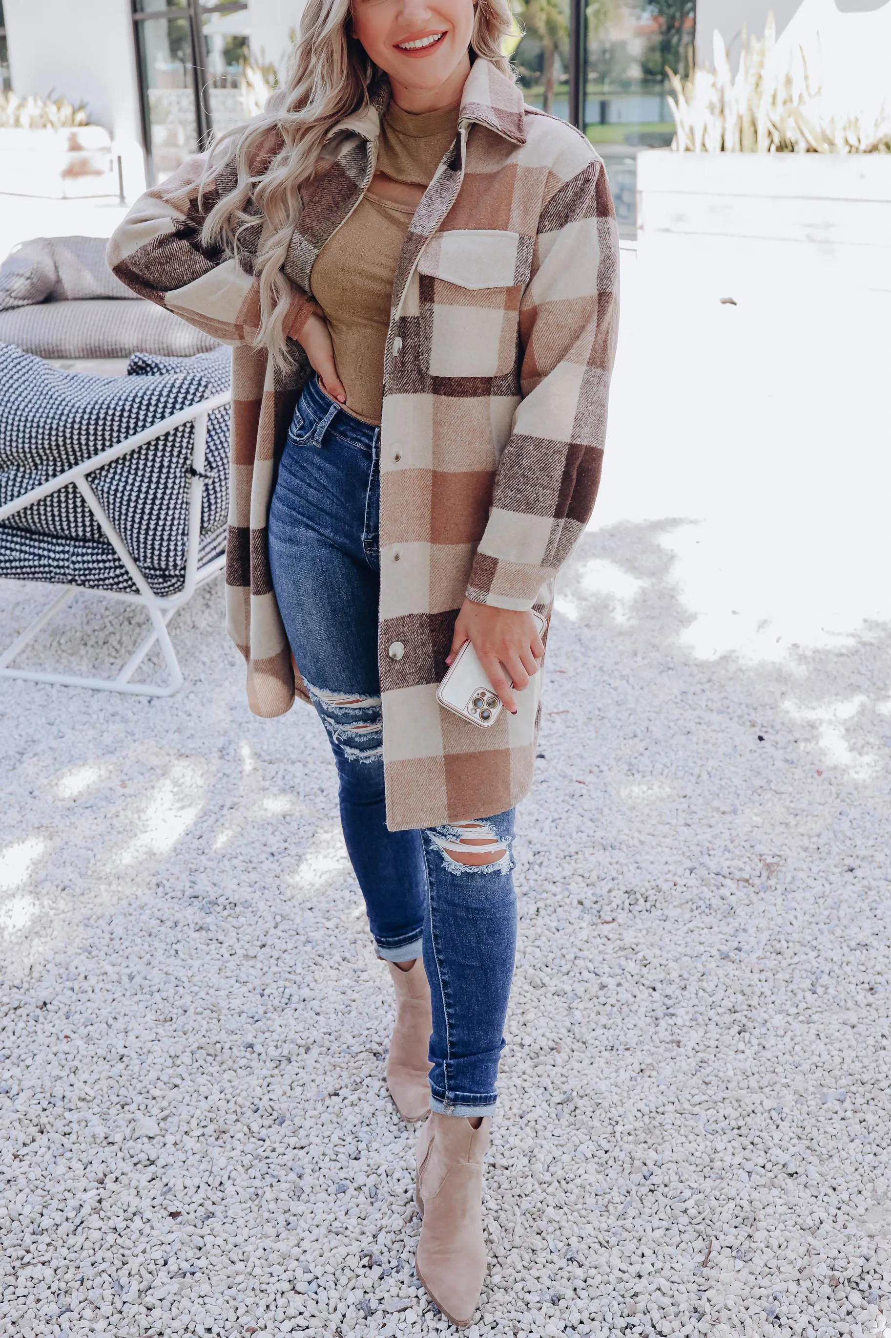 Boulder Long Plaid Jacket