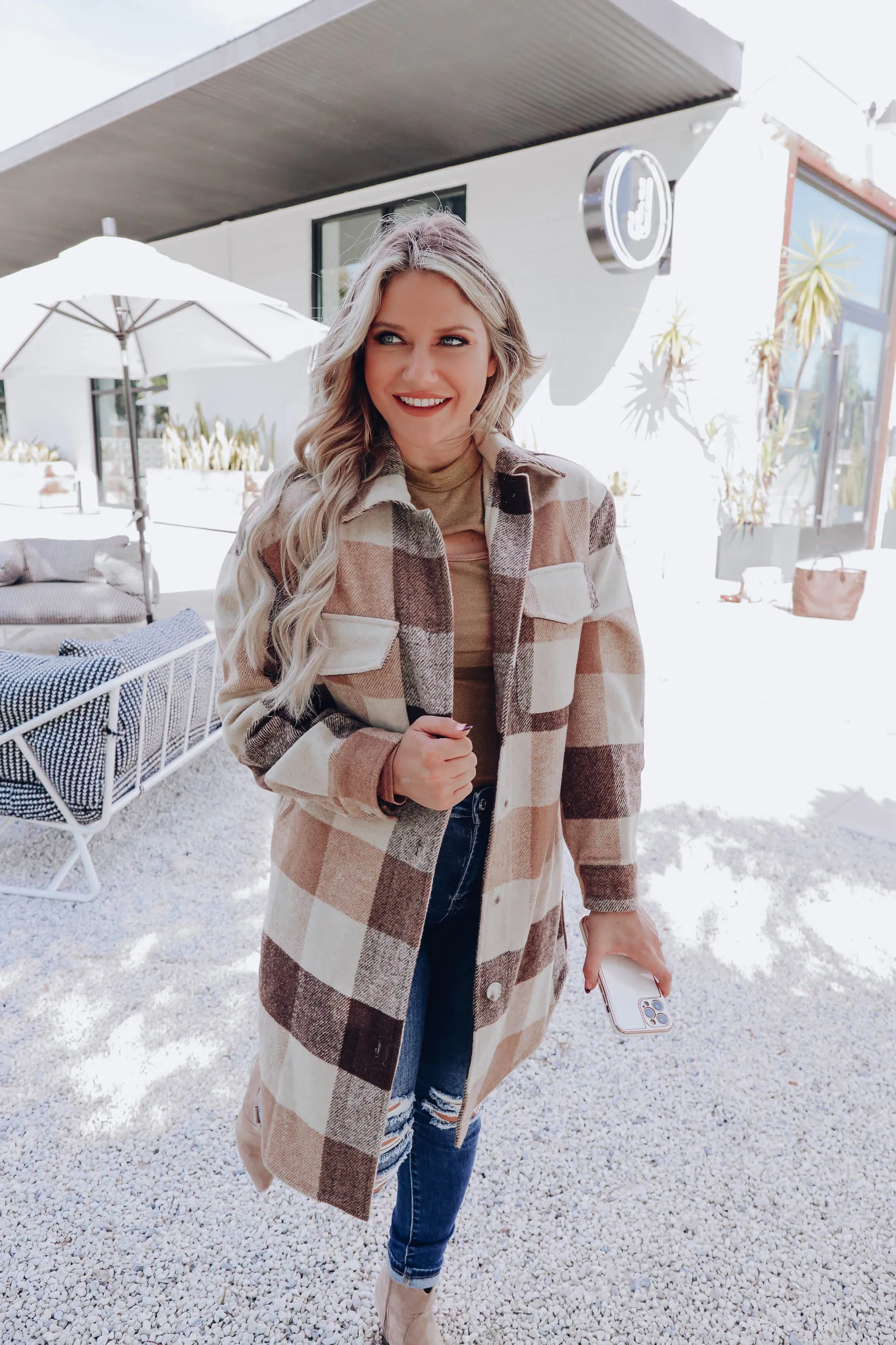 Boulder Long Plaid Jacket