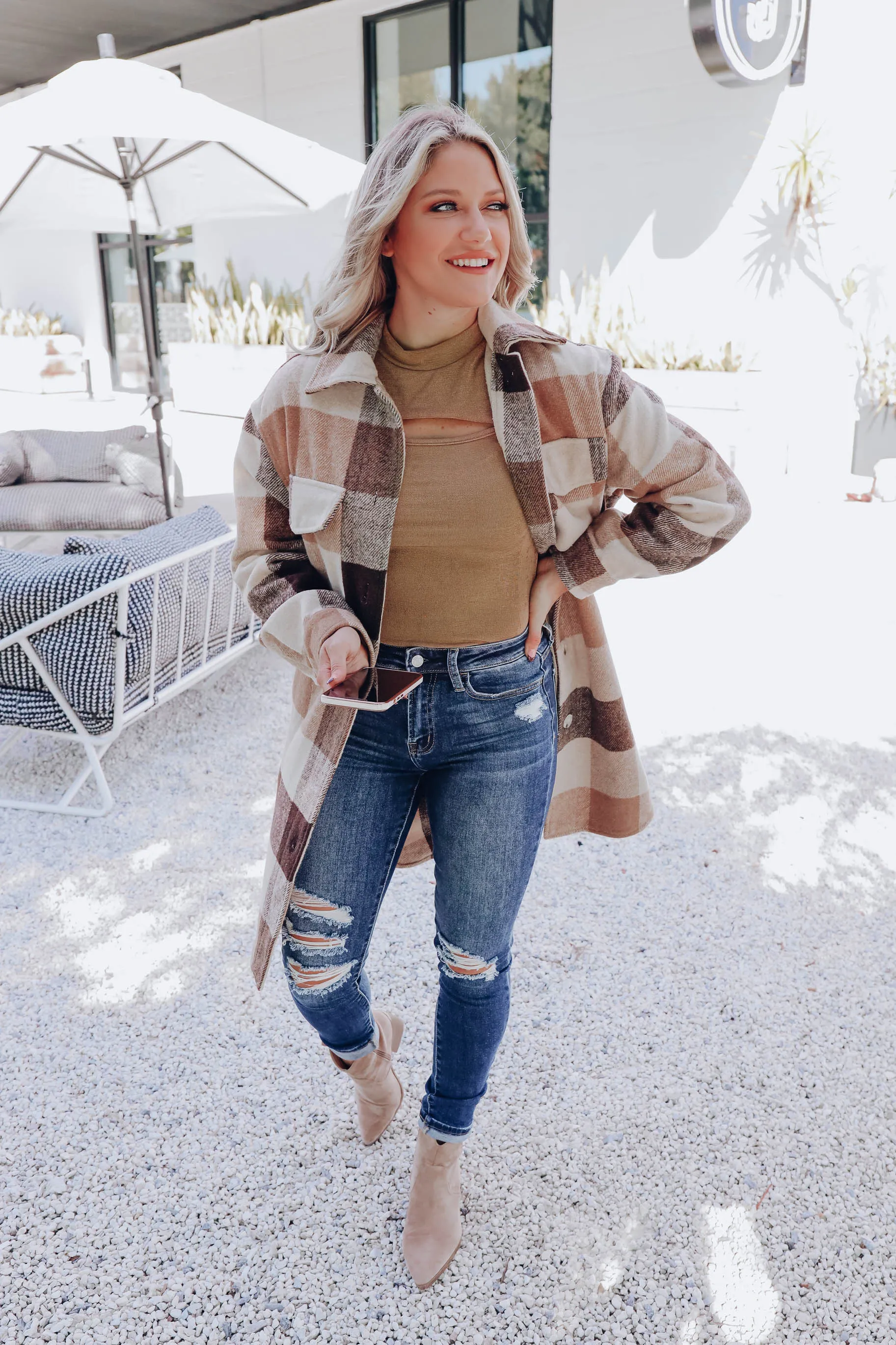 Boulder Long Plaid Jacket