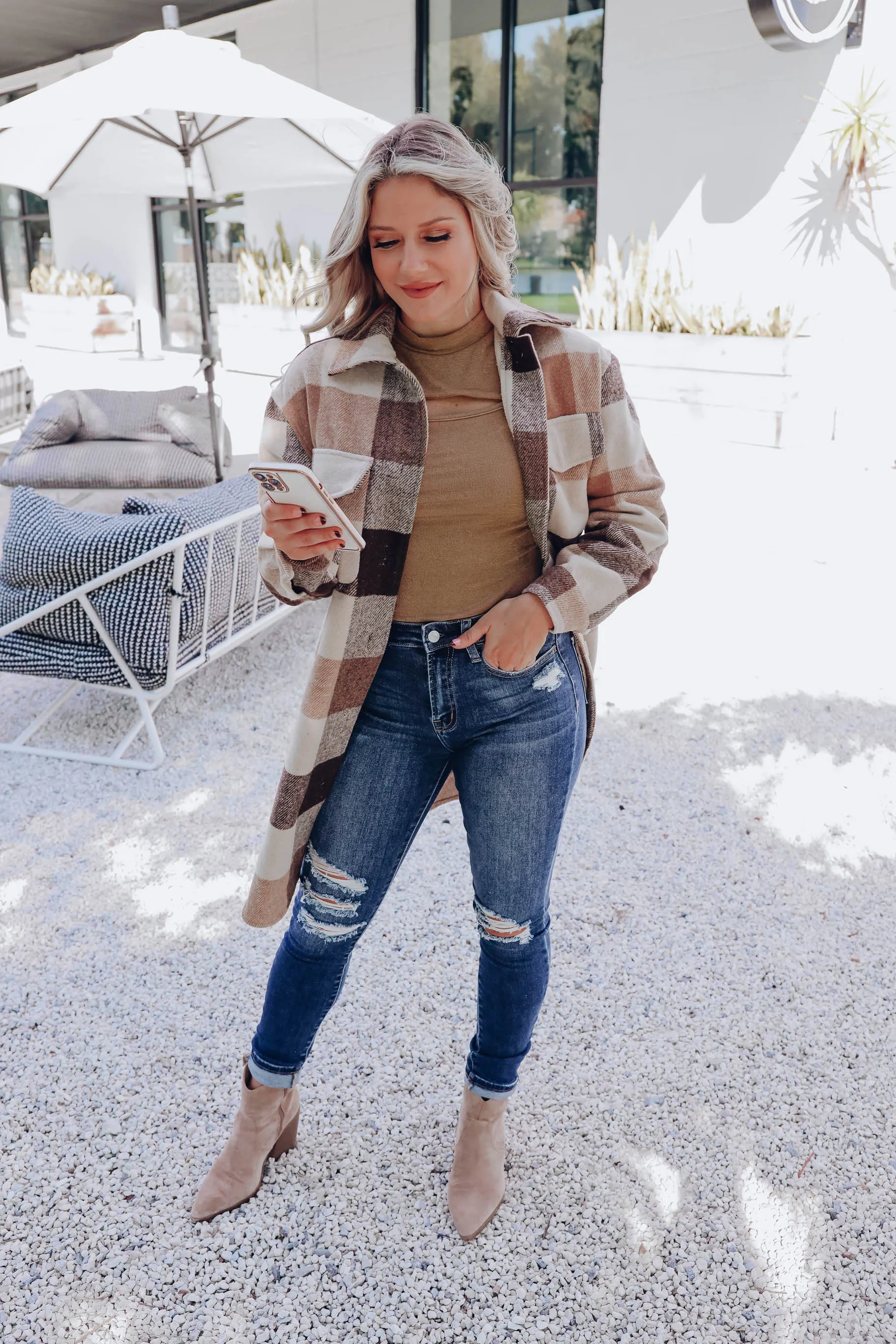 Boulder Long Plaid Jacket