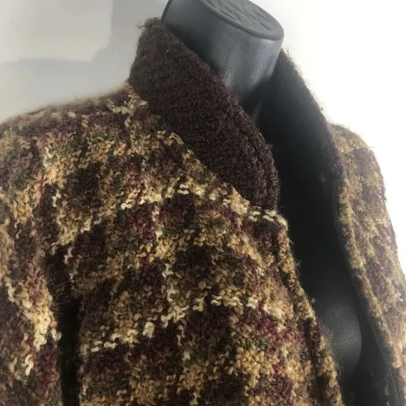 Boyne Valley Weaver S cardigan sweaterVintage Plaid Wool Bl Boucle Zip