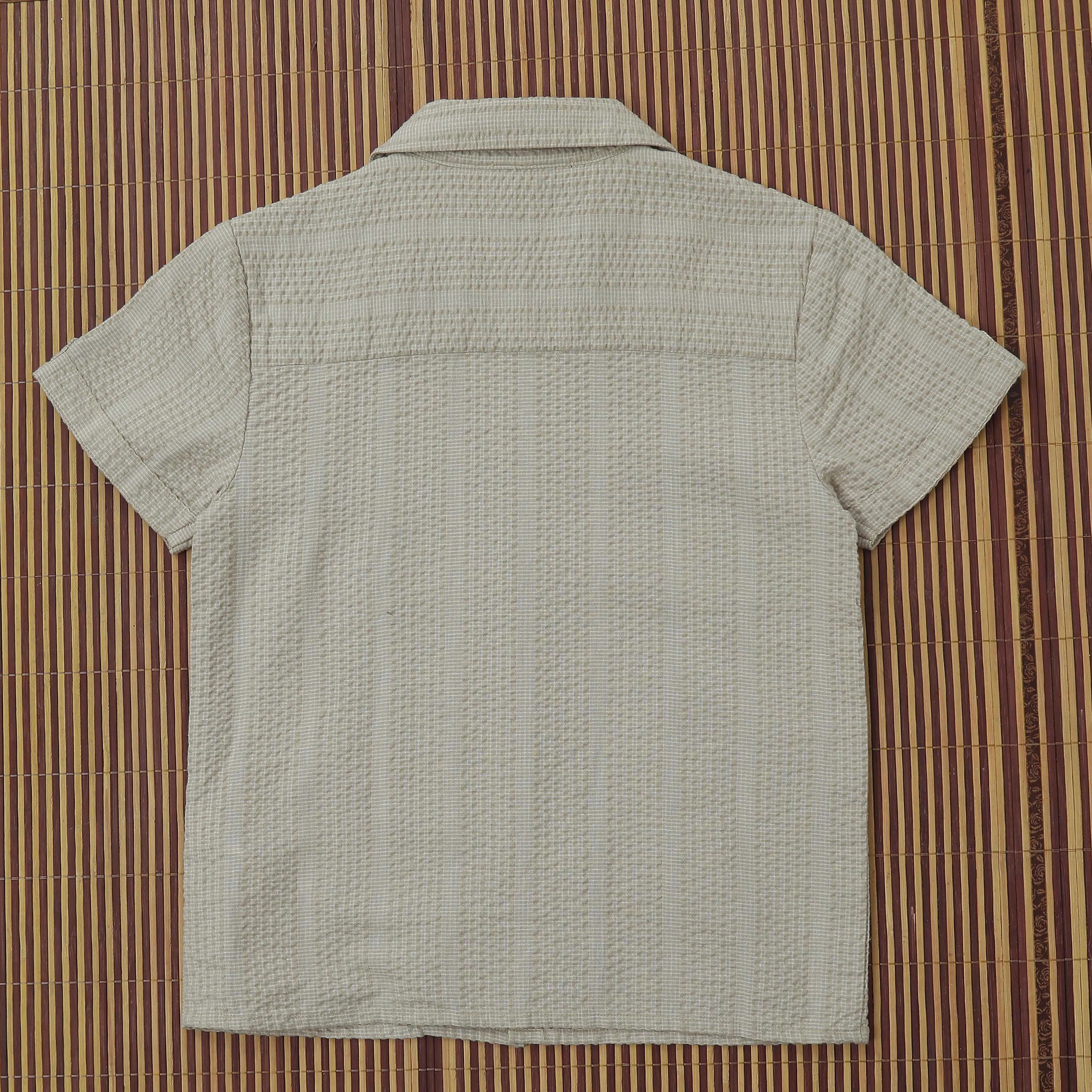 Boys Textured Seersucker Resort Shirt & Short Co-Ord Set Warm Ivory