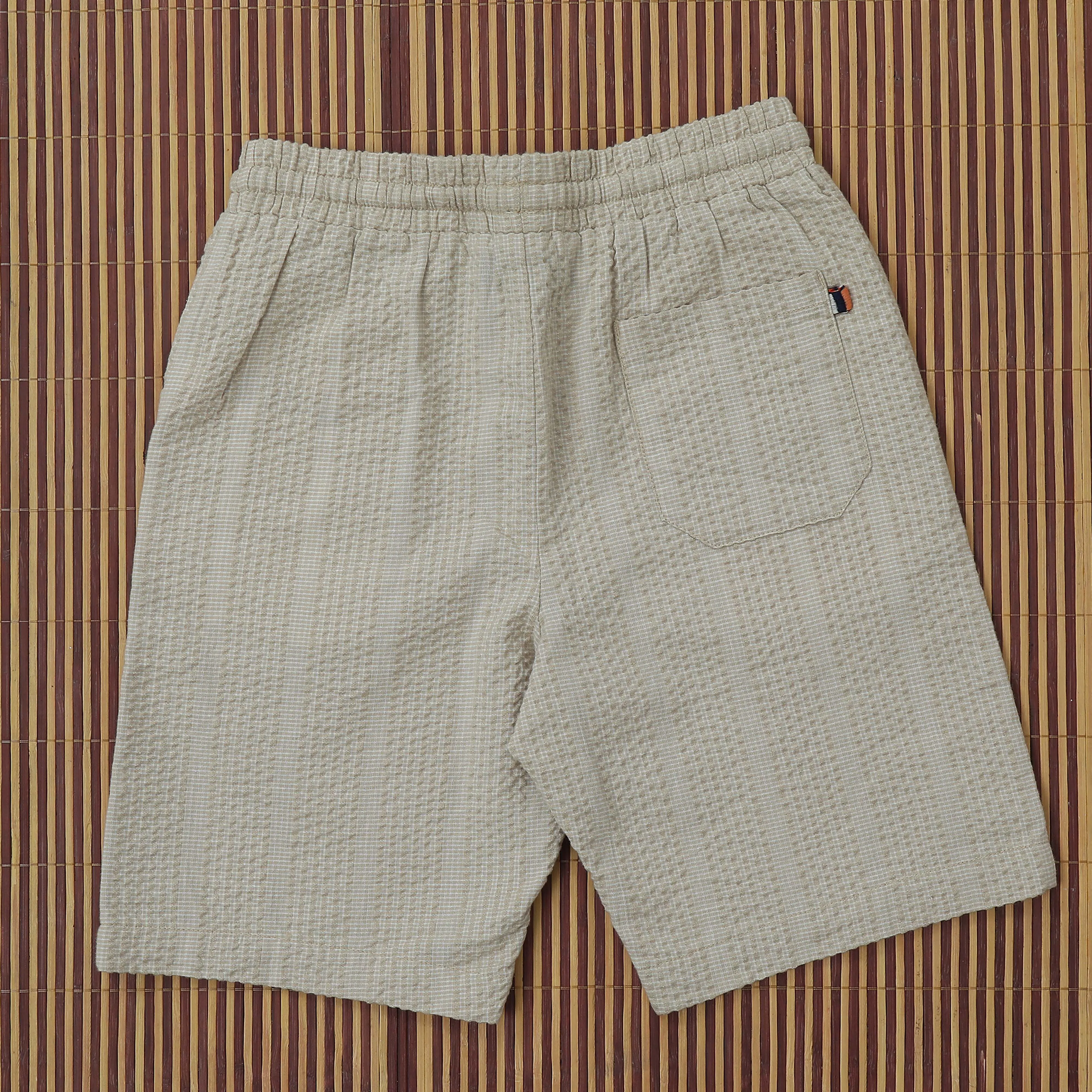 Boys Textured Seersucker Resort Shirt & Short Co-Ord Set Warm Ivory