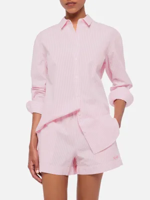Brigitte striped-print seersucker shirt with Saint Barth embroidery
