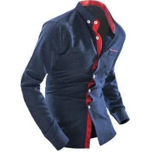 British Style Square Collar Long-Sleeved Shirt