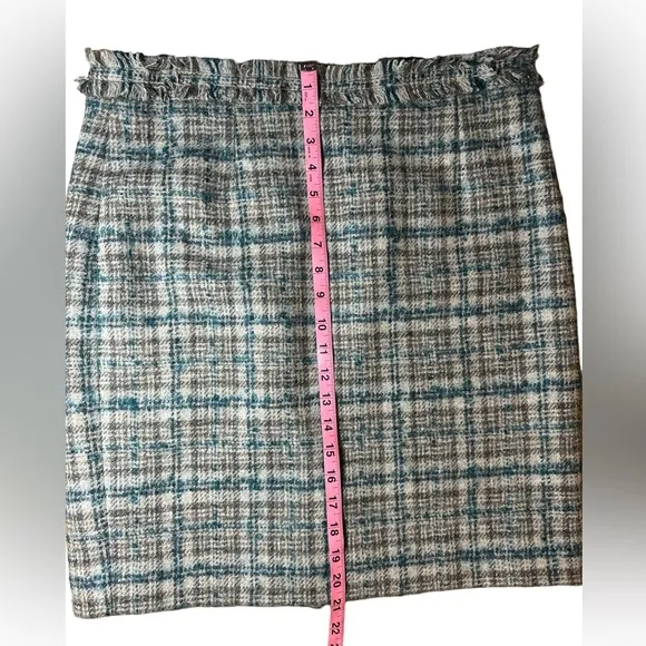 Brooks Brothers Beautiful Wool &amp; Mohair Plaid Skirt, Lined, Fringe Trim, Sz 12,