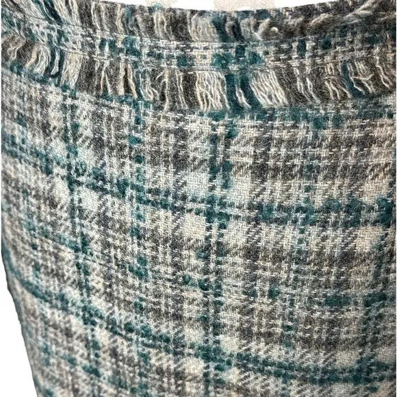 Brooks Brothers Beautiful Wool &amp; Mohair Plaid Skirt, Lined, Fringe Trim, Sz 12,