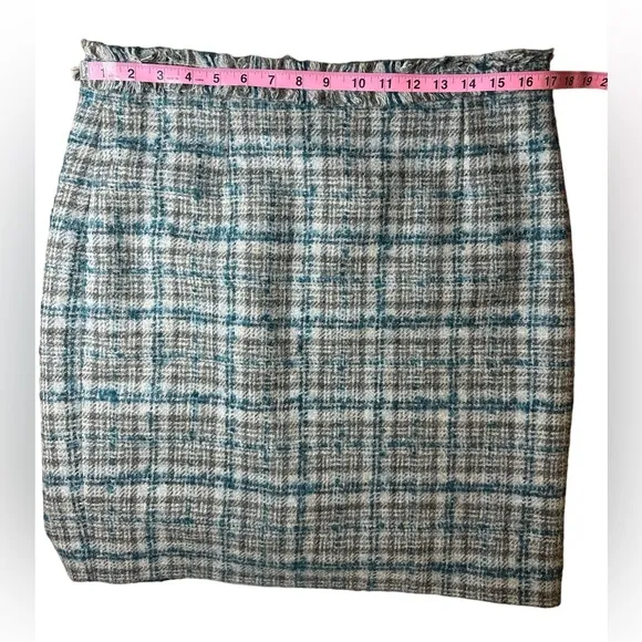 Brooks Brothers Beautiful Wool &amp; Mohair Plaid Skirt, Lined, Fringe Trim, Sz 12,