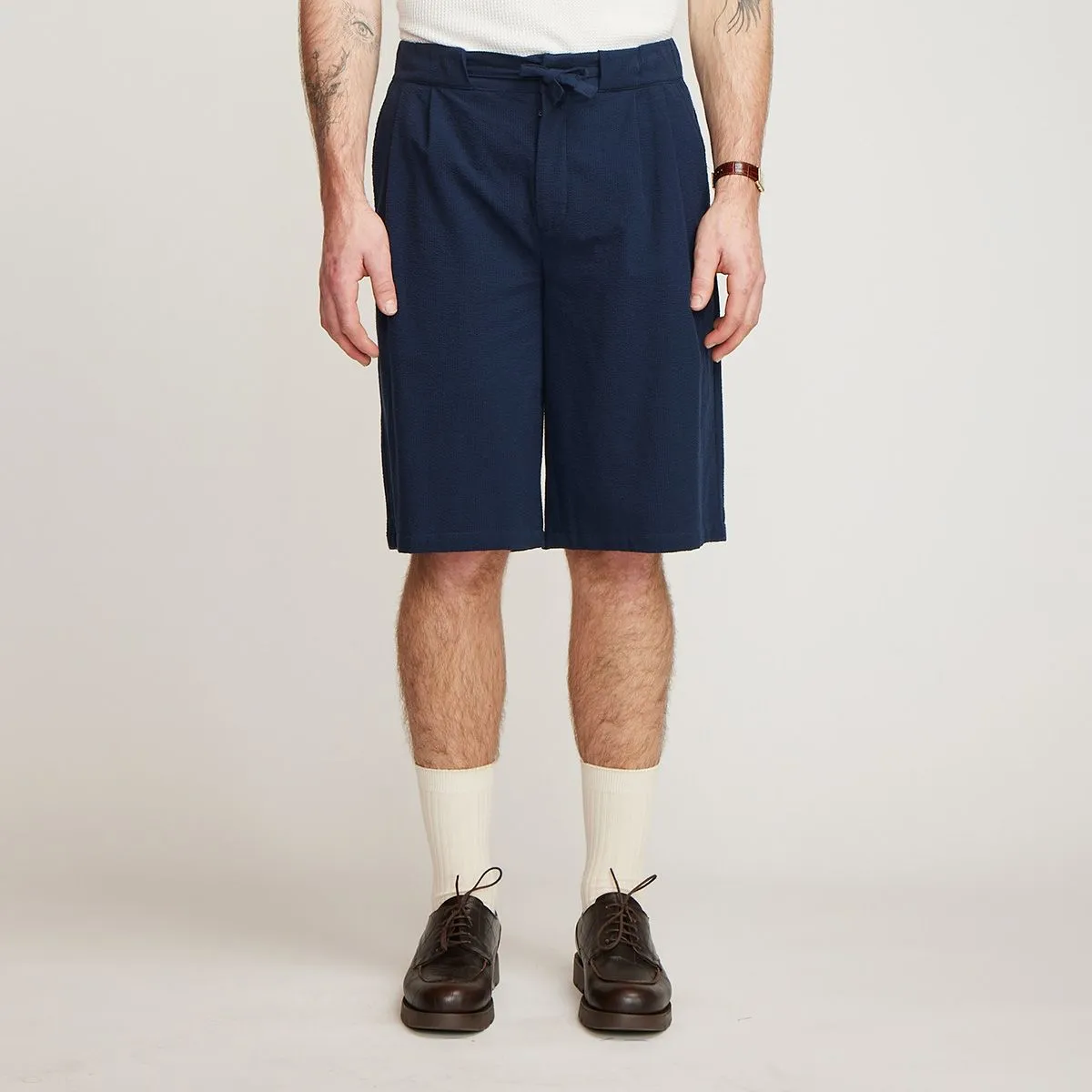 Brotherwolf Seersucker Shorts - Navy