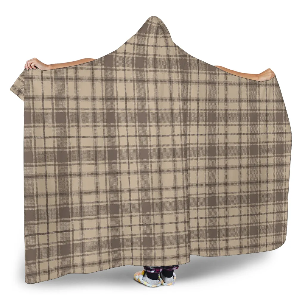 Brown and Tan Hooded Blanket With Tan Sherpa Lining