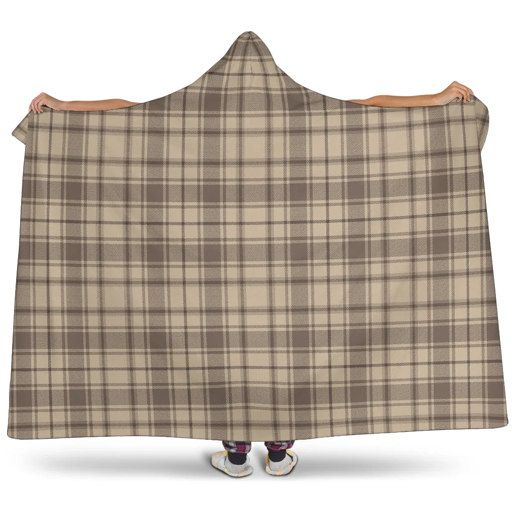Brown and Tan Hooded Blanket With Tan Sherpa Lining