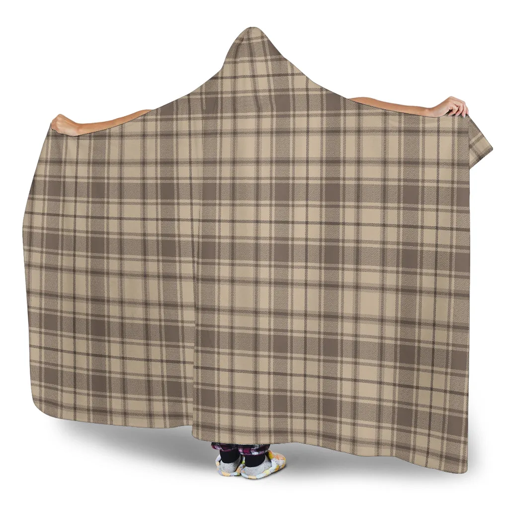 Brown and Tan Hooded Blanket With Tan Sherpa Lining